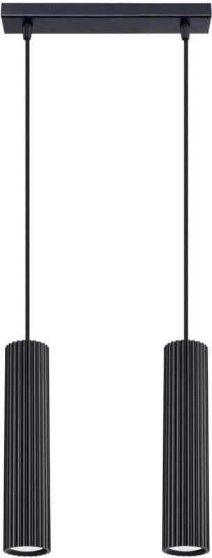 Licht-erlebnisse - Hängeleuchte Aluminium GU10 h: max. 90 cm Schwarz 2-flammig länglich Modern Hängelampe