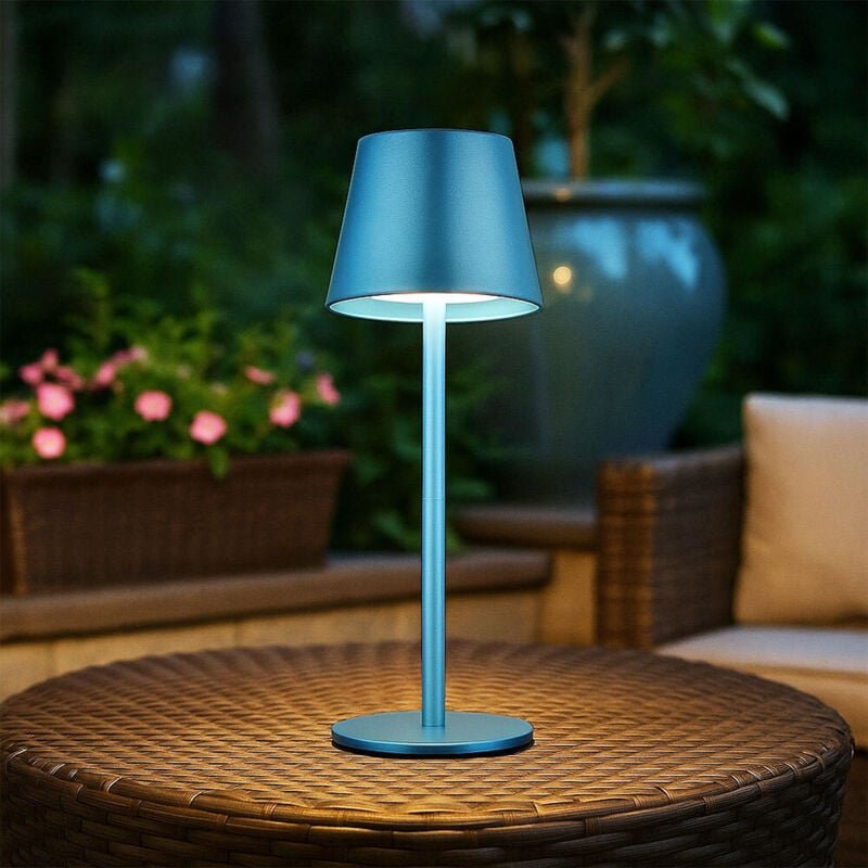 Globo Lighting - Außenleuchte Tischlampe Akku Tischleuchte Touchdimmer Flaschenaufsatz cct, blau, usb-c, led 3W 200Lm wa...