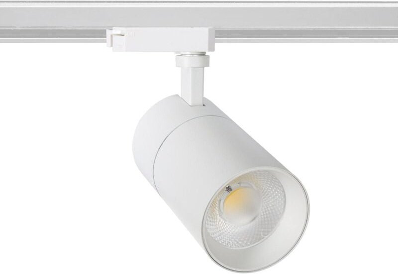 Efectoled - 1-Phasenstromschiene LED-Strahler 20W Dimmbar Mallet Weiss 3000K Warmweiß