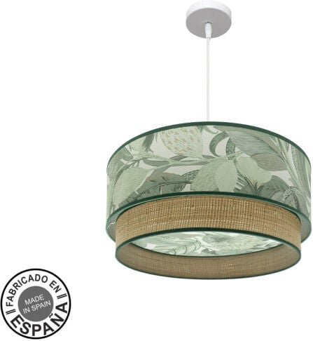 Fabrilamp - Hängeleuchte de Deckenleuchte Congo 50d 3xe27 Weiß/Grün-Natur