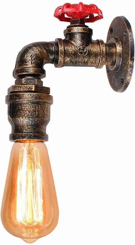 Wandleuchte Kerze, Vintage Industrielle Wasserrohr Wandlampe, Kreative Steampunk Art Lampe Decor E27 Fassung Innen für W...