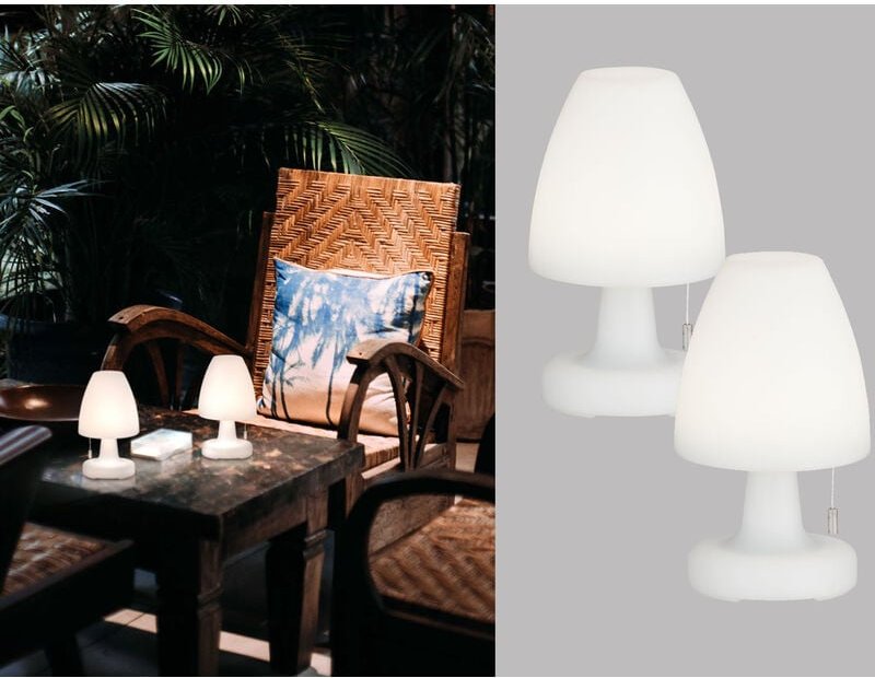 2er set Outdoor Akku Tischlampen ohne Kabel - dimmbar & rgb - Höhe 25cm