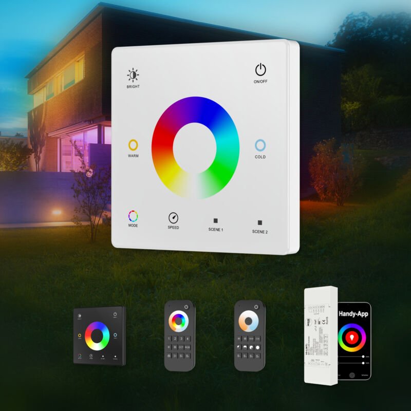 Light 12-48V Wi-FI/RF Controller Fernbedienung rgb/cct led Beleuchtung Wandschalter Dimmer: Touch Schalter Weiß, 1 Zone ...