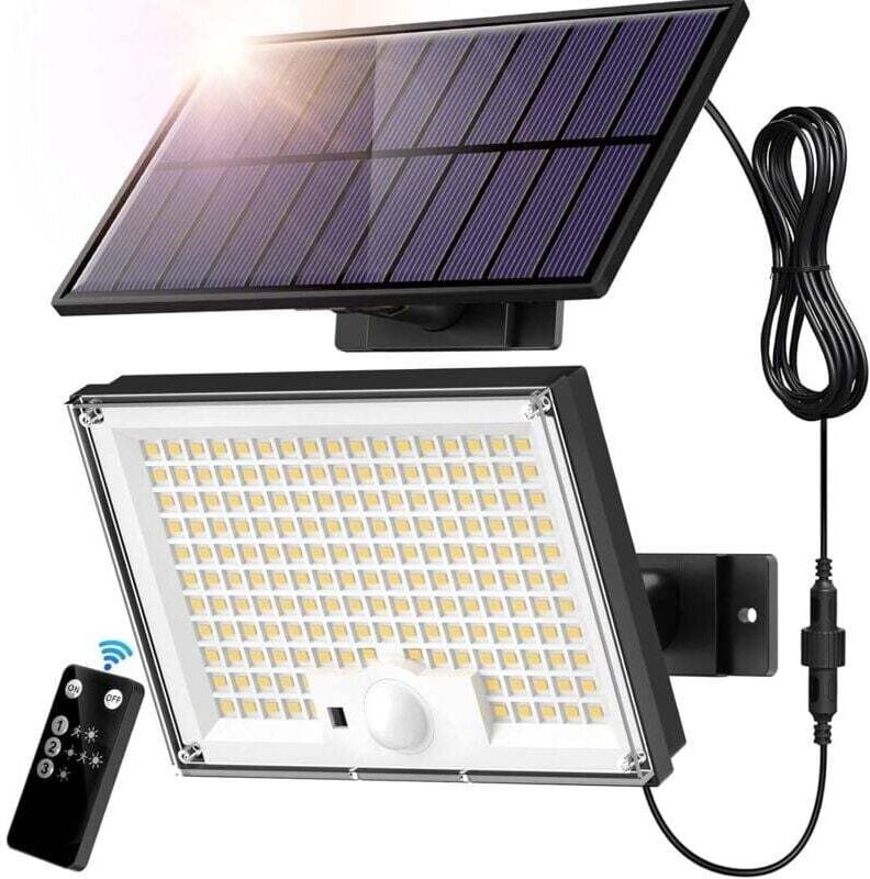 172-LED-Außenwandleuchte mit Bewegungsmelder, IP65-Solarstrahler, Solarleuchten für den Außenbereich und die Garage, Gar...