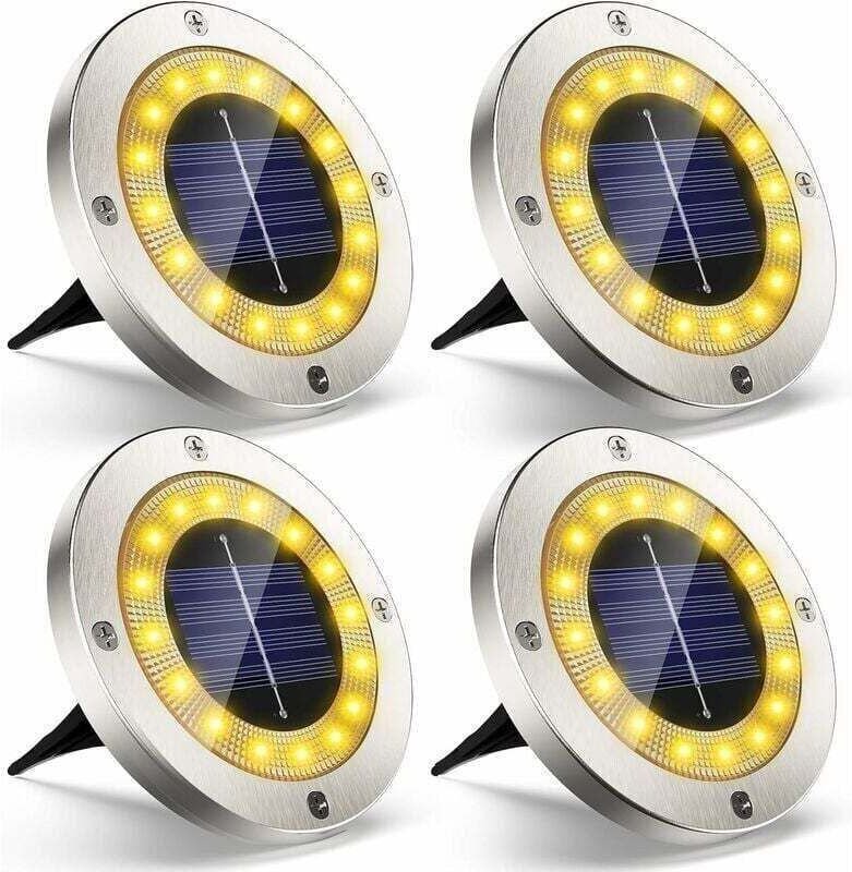 Solarbetriebener Gartenstrahler für den Außenbereich, Set mit 4 x 16 LED-Solarstrahlern, IP65 wasserdicht, kabellos, Ede...