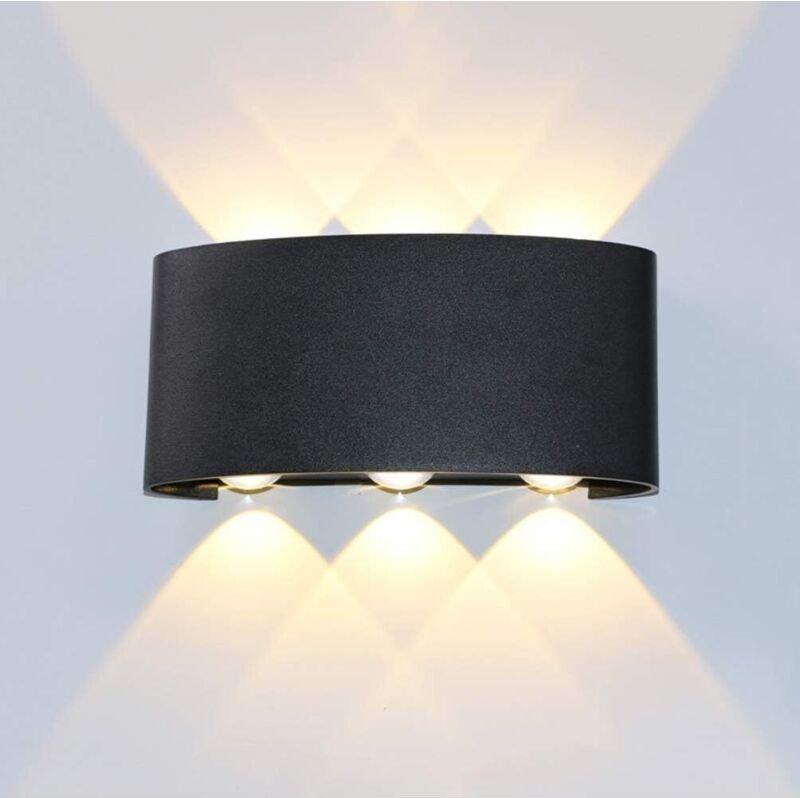 6W LED-Wandleuchte für den Innen- und Außenbereich, Aluminium, wasserdicht, Up-Down-Wandlampe für Schlafzimmer, Wohnzimm...