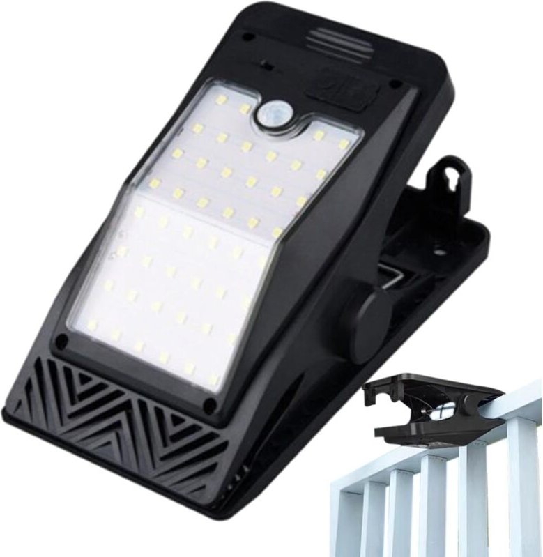 Solarbetriebene Bewegungsmelderleuchten mit Klemme, LED-Bewegungsmelderleuchten für Höfe, Gärten, Zäune, Garagen usw.