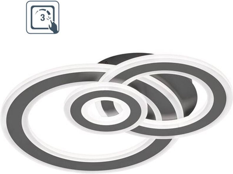 Deckenlampe dunkelgrau Deckenleuchte Wohnzimmer led Schlafzimmerleuchte dimmbar, 3 Stufen dimmer, Metall, 1x led 24,5W 1...