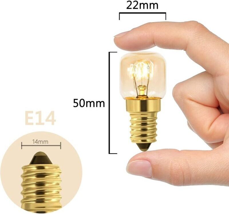 Aougo - 5er-Set Salzbirne 15W E14 T22, warmweiße Glühlampe 2700K, 80LM, ac 230V, Ofenbirne 15W 300°, für Backofen, Kühls...