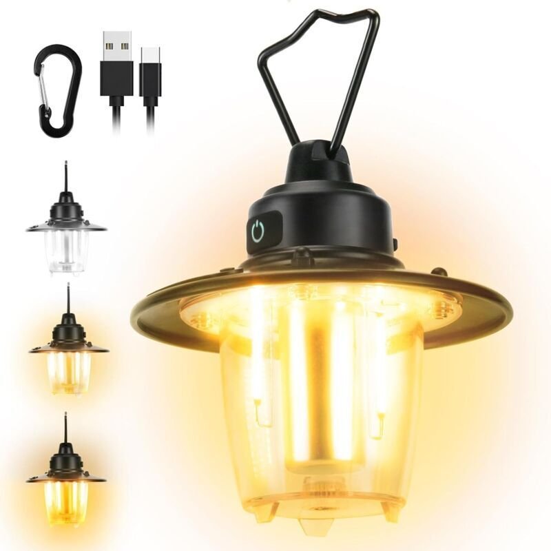 Wiederaufladbare Campinglaterne – 1000 Lumen Campinglampe für Zelte – Tragbar, IP65 wasserdicht – 4 Beleuchtungsmodi