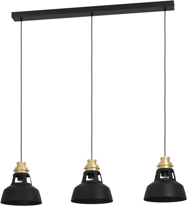 Thumbnail - Eglo - Hängelampe Espinardo, Pendelleuchte Esstisch 3-flammig, Esszimmerlampe im Industrial Design aus Metall in Schwarz...
