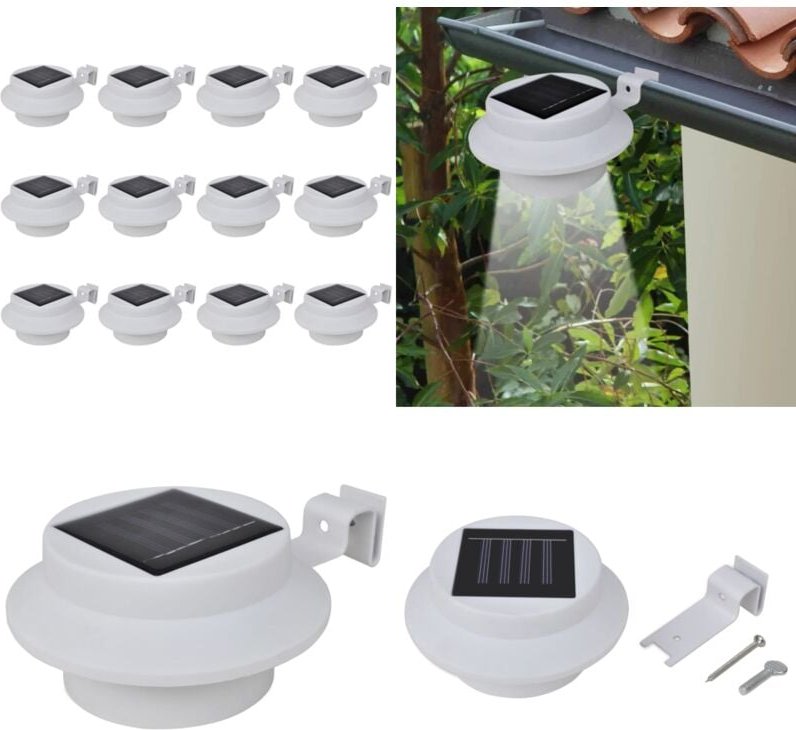 Thumbnail - Solar-Außenleuchten für Zaun 12 Stk. led Weiß - LED-Gartenleuchte - Solarleuchte - Außenscheinwerfer - Outdoor-Beleuchtu...