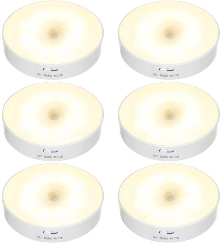 6er-Pack kabellose LED-Nachtlichter, USB-wiederaufladbare, batteriebetriebene Sicherheitsleuchten für Treppen, Schlafzim...