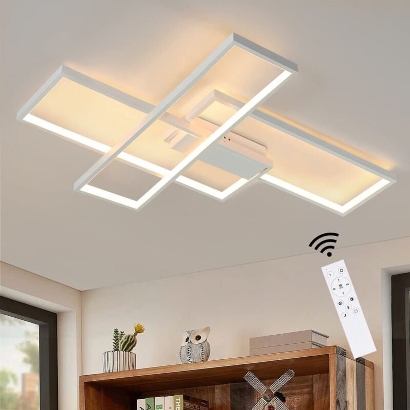 Thumbnail - Deckenlampe led Dimmbar Deckenleuchte: 65CM Weiß Wohnzimmerlampe 65W Modern Schlafzimmerlampe Geometrisch Küchenlampe De...