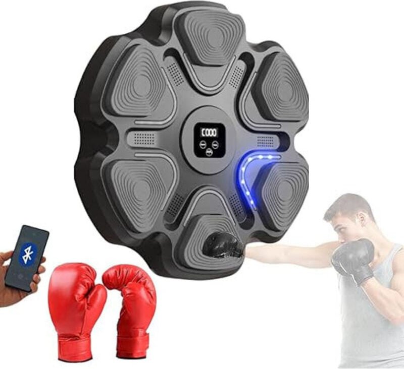Boxmaschine Music Boxing Machine, Elektronische Musik Boxmaschine, PU-Wandbox-Trainingsgerät, LED-Boxpad mit Boxhandschu...