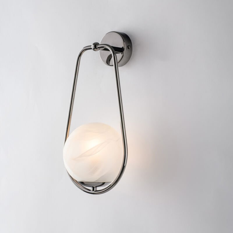 Bonetti Illumina - Afrodite – 1 Wandleuchte aus schwarzem, verchromtem Eisen mit Kugel, Durchmesser 14,16 – P.19 – BL286...