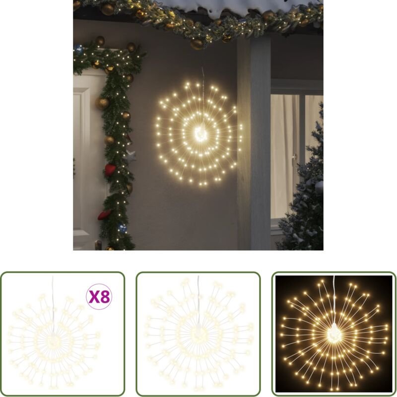 Feuerwerk - Weihnachtsbeleuchtungen Feuerwerk 8 Stk. 140 LEDs Warmweiß 17cm