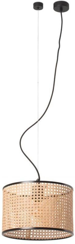 Mambo Hängelampe schwarz/rattan ø320 64314-48