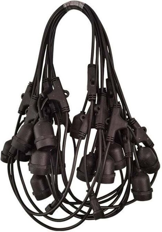 Vtizikl Guirlande lumineuse d'extérieur noire avec 20 douilles E27, câble rond, rallonge guirlande lumineuse, câble de r...