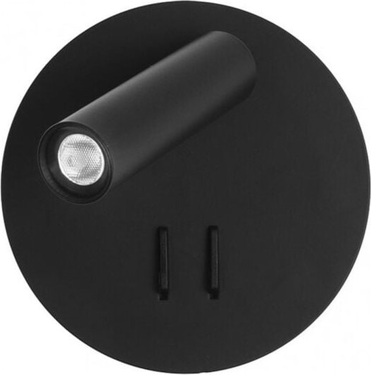 Fabrilamp - Wandleuchte 2+6w 4000k manet rund schwarz 130lm duales licht 14x14x12 cm