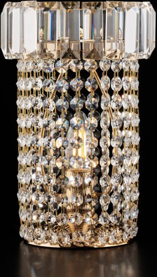 Bonetti Illumina - Vladimir - Tischlampe aus Eisen und goldenem Messing mit Strasssteinen 1 Licht H.27 - Ø18 - BL263-LT-...