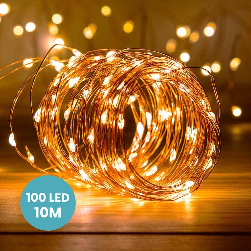 10 m lange LED-Lichterkette aus Kupfer – 100 LEDs – Ideal für Schlafzimmerdekoration, Weihnachtsdekoration und zur Schaf...