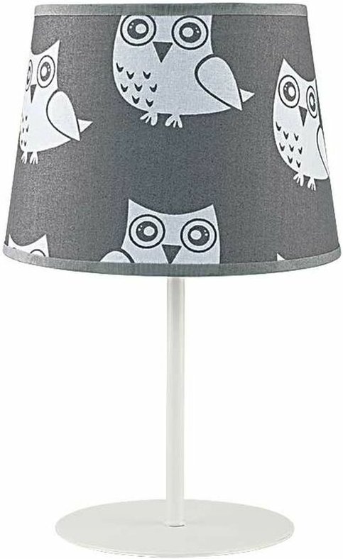 Tischlampe E14 35 cm Grau Weiß Metall Nachttischleuchte