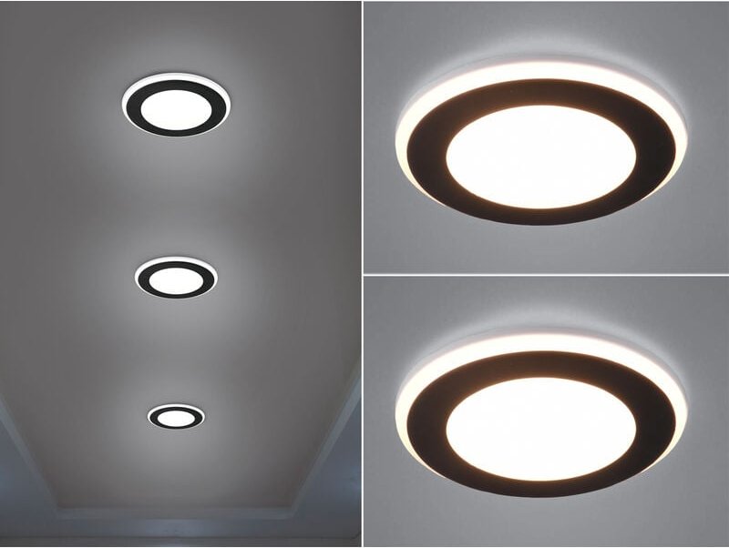 Runder led Deckeneinbaustrahler 2er Set in Schwarz matt ø 14,8cm