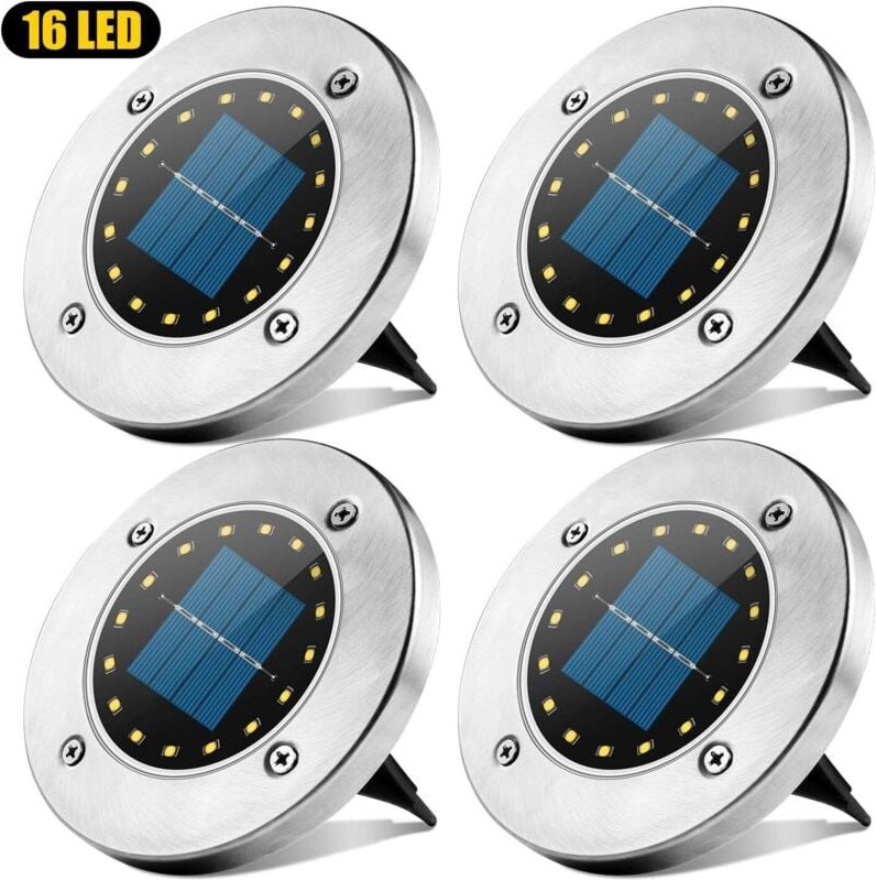 Solarleuchten Aussen, 16 LED Solar Gartenstrahler Wasserdicht IP65 Rasen Dekoleuchte für Gartenweg Terrasse Hof Rasen We...