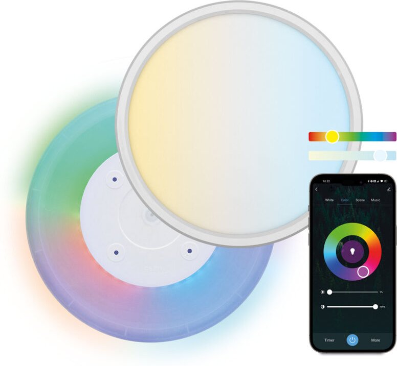 Ksix SmartLED Duo Panel, RGB+CCT, Durchmesser 42 cm, 2.450 lm, 24 W, Tuya Smart App, Sprachassistenten de, White