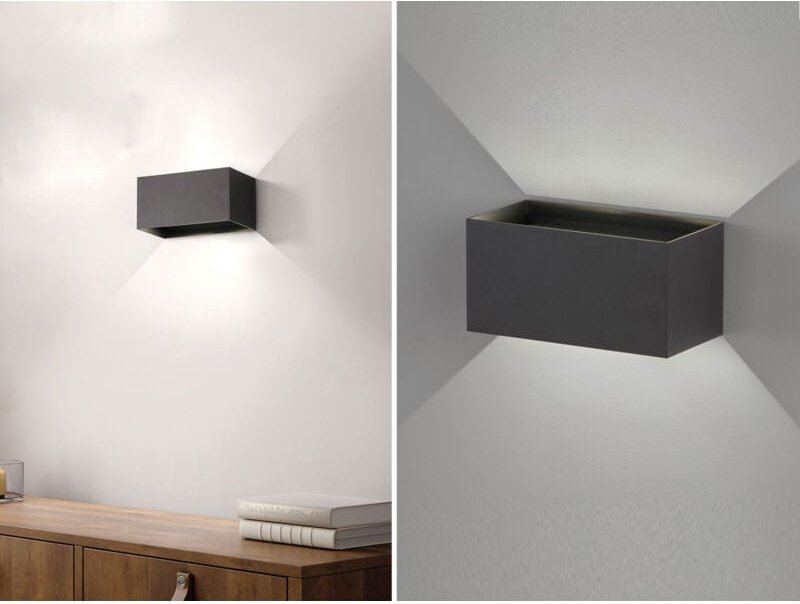 Fischer&honsel - led Updown Wandleuchte wallo Schwarz für Innen & Außen, Breite 20cm