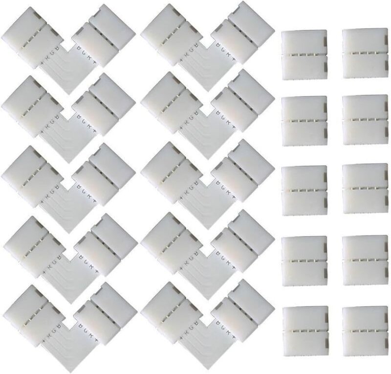 10 Stück L-förmiger 4-poliger Schnell-Eckverbinder, 10 Stück 4-poliger LED-Streifen-Anschluss, für 10 mm breite smd 5050...