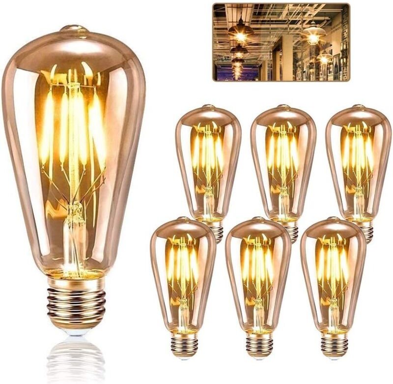 Vintage E27 Edison-Glühbirne, E27 ST64 4W LED Edison-Glühbirne, Retro-Glühbirne mit Glühfaden, Vintage-Antik-Dekorations...