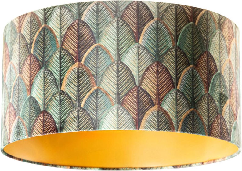 Samtlampenschirm mit Blattdesign und goldener Innenseite 50/50/25