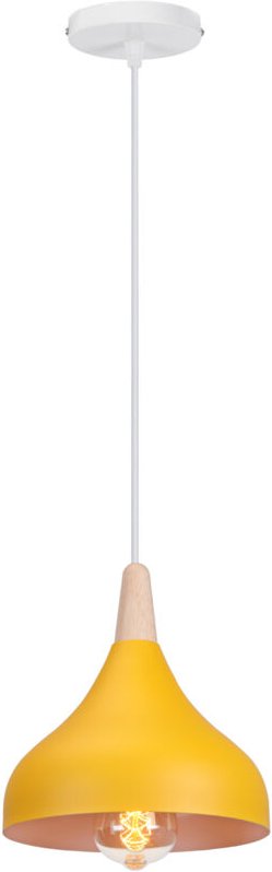 Moderner Pendelleuchte Metall Holz Hängelampe Höhenverstellbar Deckenleuchte Orange Ø20cm