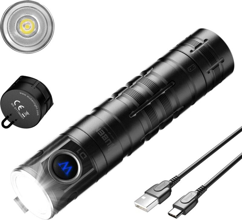 Thumbnail - D1 EDC LED-Taschenlampe 1100 Lumen, magnetische wiederaufladbare Taschenlampe IP68 wasserdicht, kleine Zweiwege-Ansteck-...