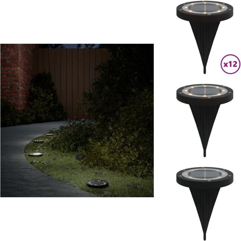 Solar-Bodenleuchten mit Erdspieß 12 Stk. Warmweiß - Solarlaterne - Gartenbeleuchtung - Außenscheinwerfer - LED-Beleuchtu...