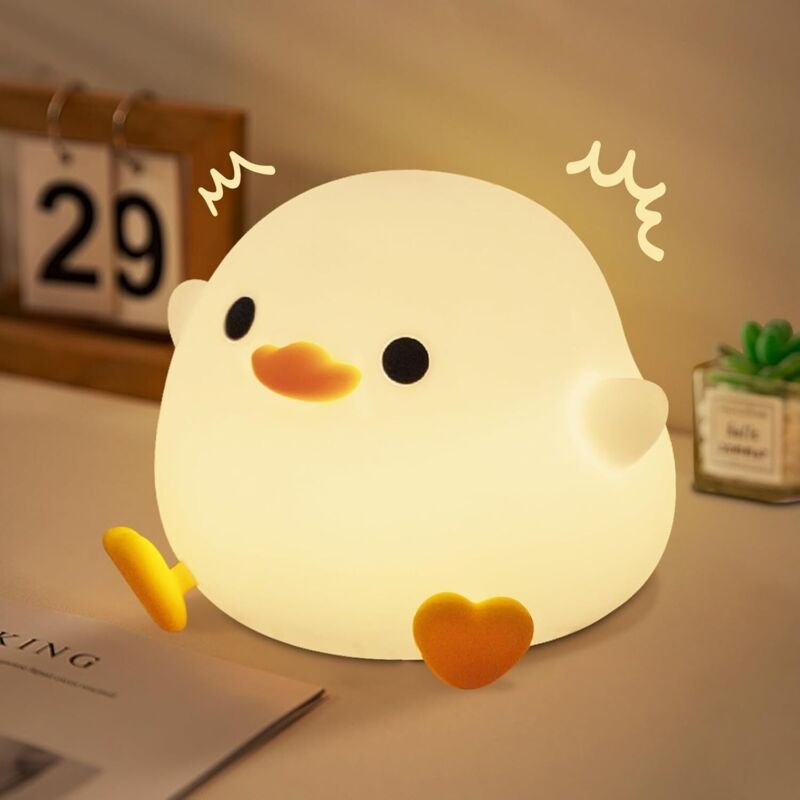 Thumbnail - Linghhang - Niedliches LED-Nachtlicht in Form einer Ente, dimmbare wiederaufladbare Nachttischlampe aus Silikon, Wohnhei...