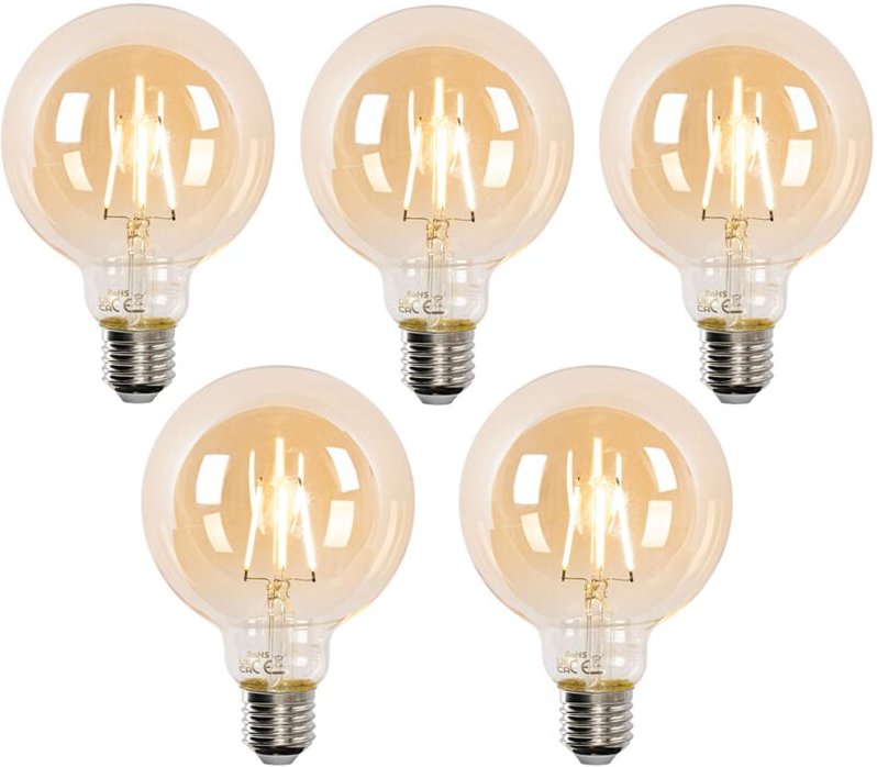 Luedd - Set mit 5 Smart E27 LED-Glühbirnen G95 Gold 4,9W 470lm 1800-4000K