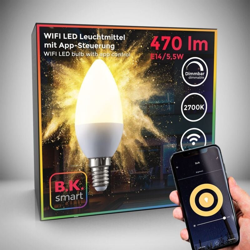 Thumbnail - Led Glühbirne E14 - 5,5W, 470lm, smart, dimmbar, 2700K, weiß