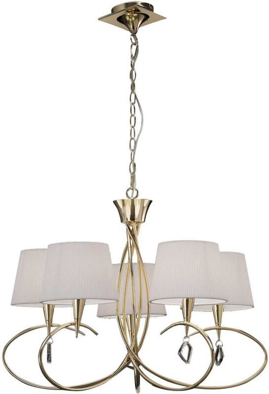 Inspired Mantra Mara Pendelleuchte, 5-flammig, E14, französisches Gold mit elfenbeinweißen Schirmen