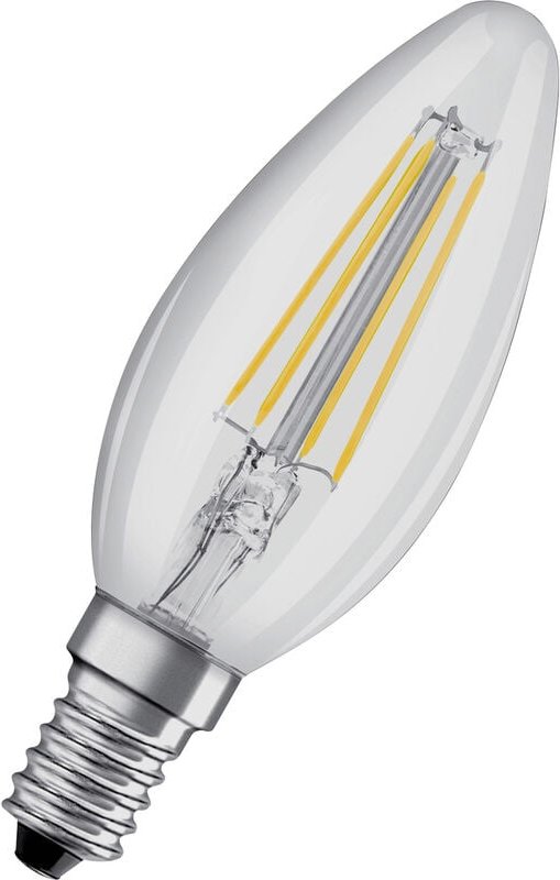 Osram - Filament led Lampe mit E14 Sockel, Kerzenform, Warmweiss (2700K), 4W, Ersatz für 40W-Glühbirne, klar, led Retrof...