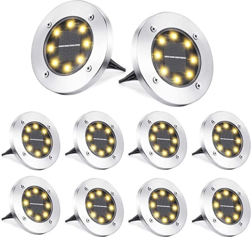 8 LED-Solarleuchten für den Außenbereich, wasserdichte Garten-Rasenleuchten, warmweiße dekorative Lichter für Terrasse u...