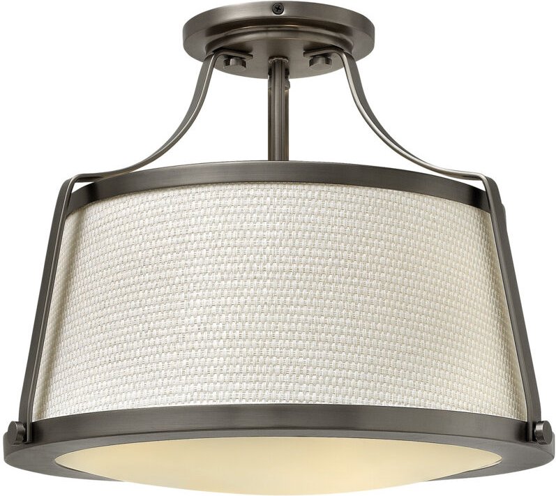 Elstead - Charlotte - 3 Licht Semi Flush Deckenleuchte Antik Nickel, E27