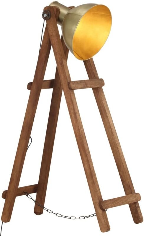 Stehlampe Messing E27 Mango Massivholz