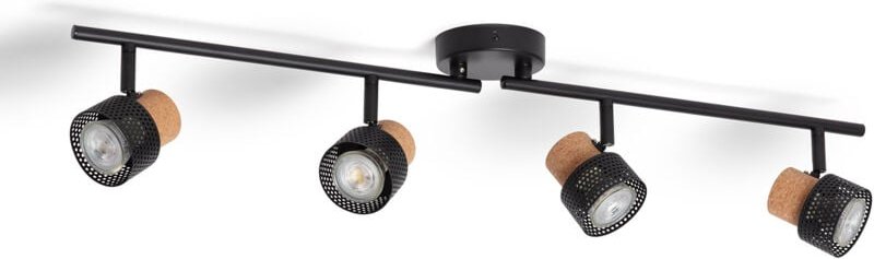 Efectoled - Deckenleuchte aus Metall und Kork Vier Spots Liksy Schwarz
