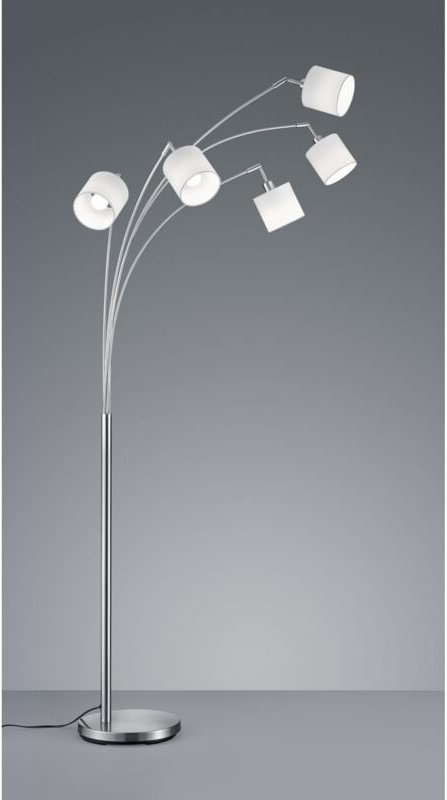 Tommy Nickel Stehlampe 5xE14 Weißer Stoff H200 cm Trio Lighting
