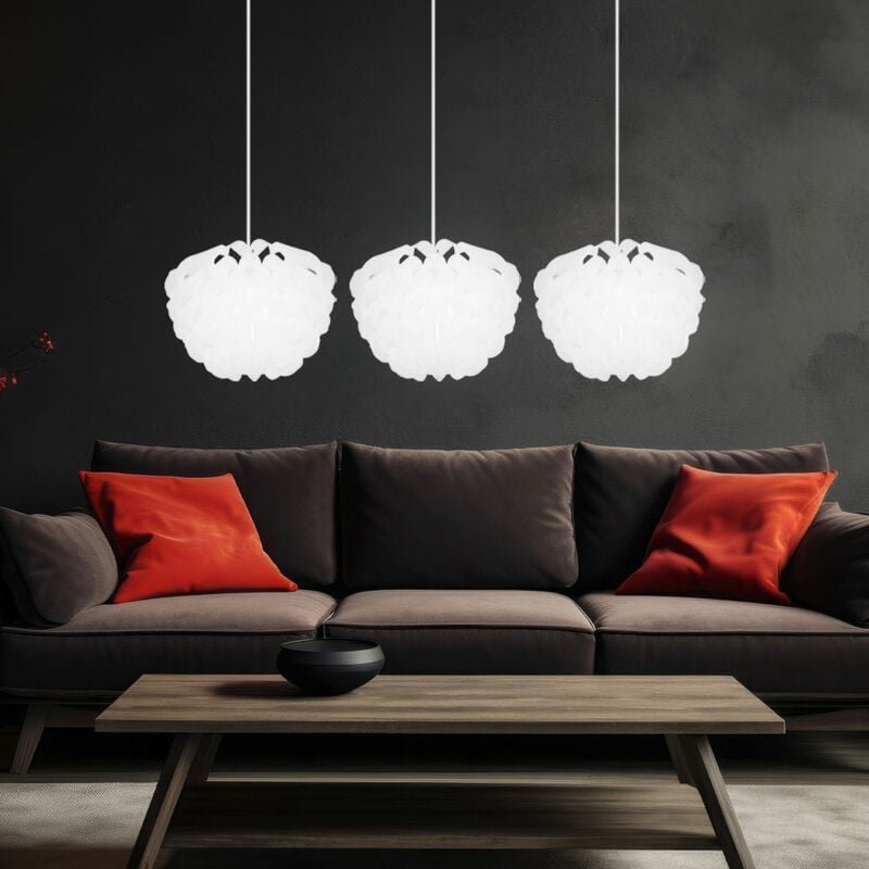 Hängeleuchte weiß Küchenlampe hängend Hängelampe Schlafzimmer, 3 flammig, Dekorbögen, modern, Metall, 3x E14 Fassungen, ...