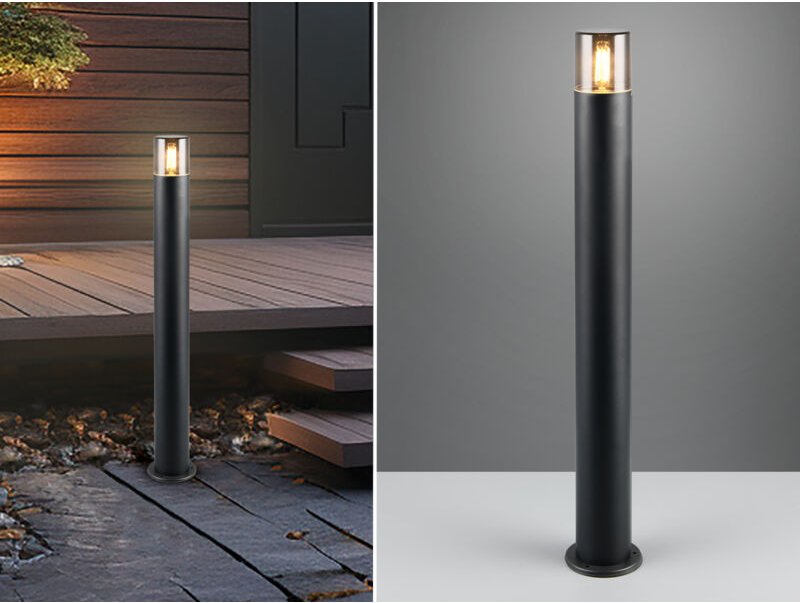 Trio Leuchten - Wegeleuchte hoosic aus Aluminium in Schwarz / Rauchfarbig, Höhe 80cm