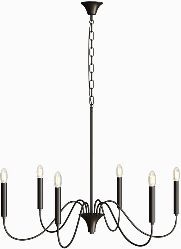 Pendelleuchte aus Metall im Kronleuchter-Stil Mattschwarz – 6 Arme - Lumella Schwarz